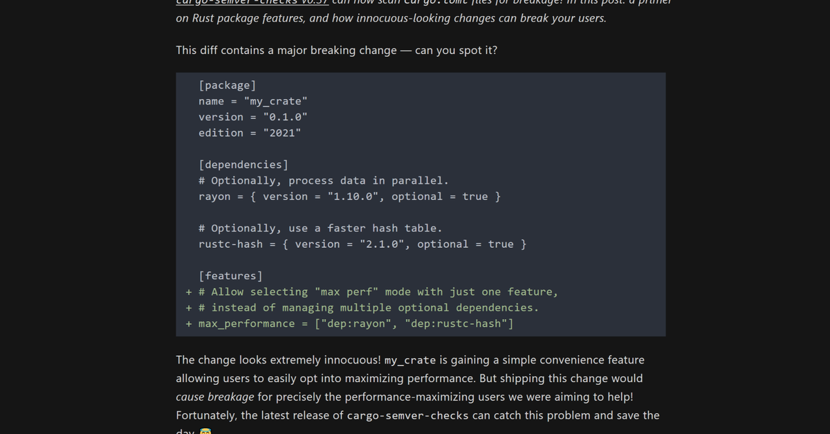 Breakage! in the Cargo.toml — How Rust Package Features Work (And Break)